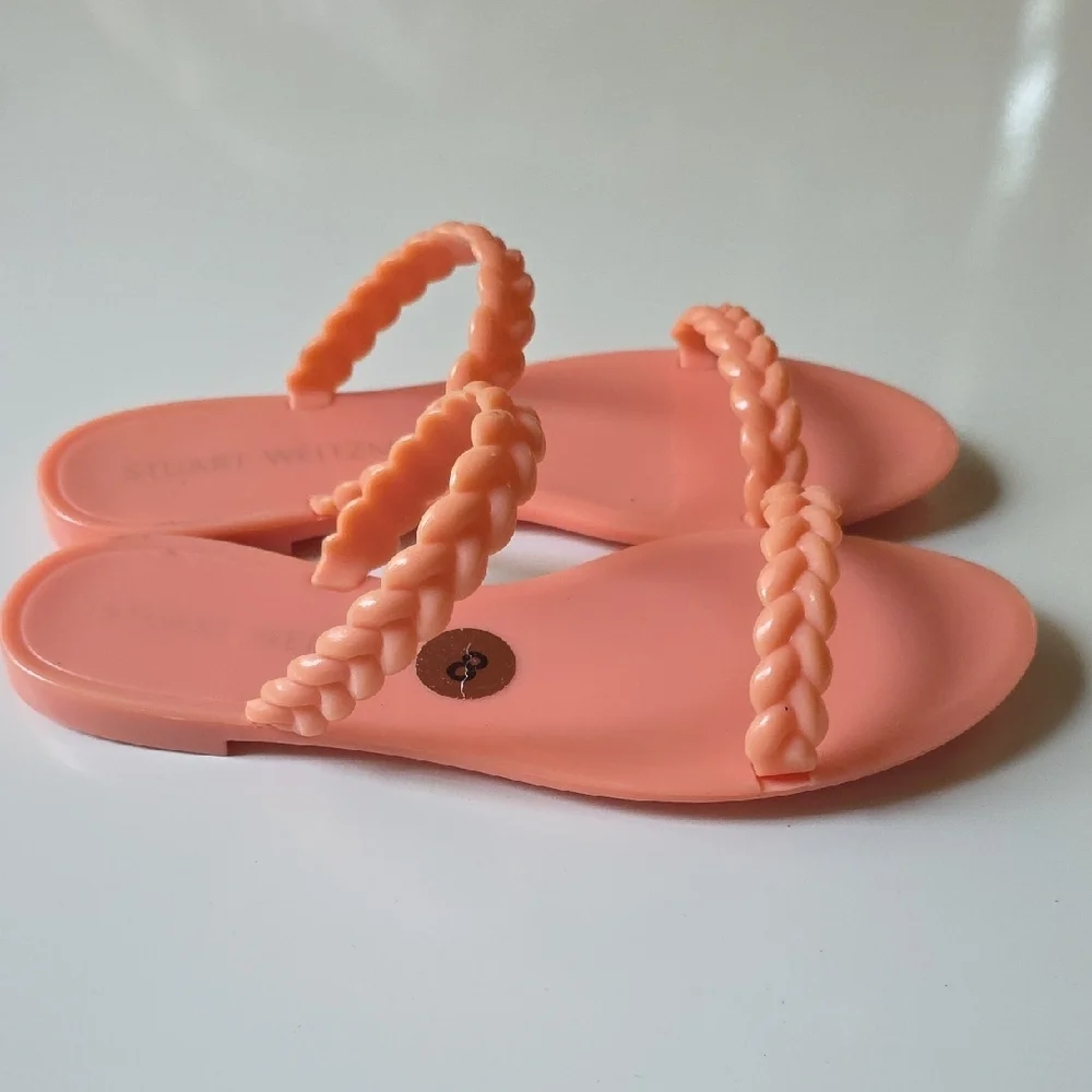 Stuart Weitzman Peach Sandals‎ with Braided Straps. Size 8. NWOT.